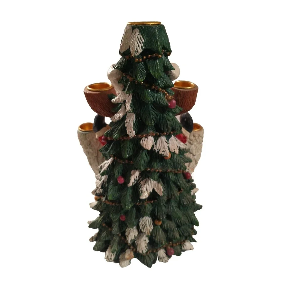 Vintage Christmas Candelabra 5 Tier Resin Santa Snowman Angel Candle Holder 9.5